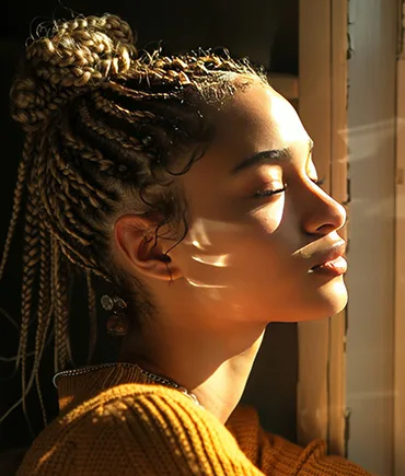 Aziza hair braiding close-up